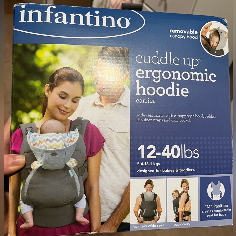 Infantino brand cuddle up ergonomic baby front carrier with teddy bear hood!